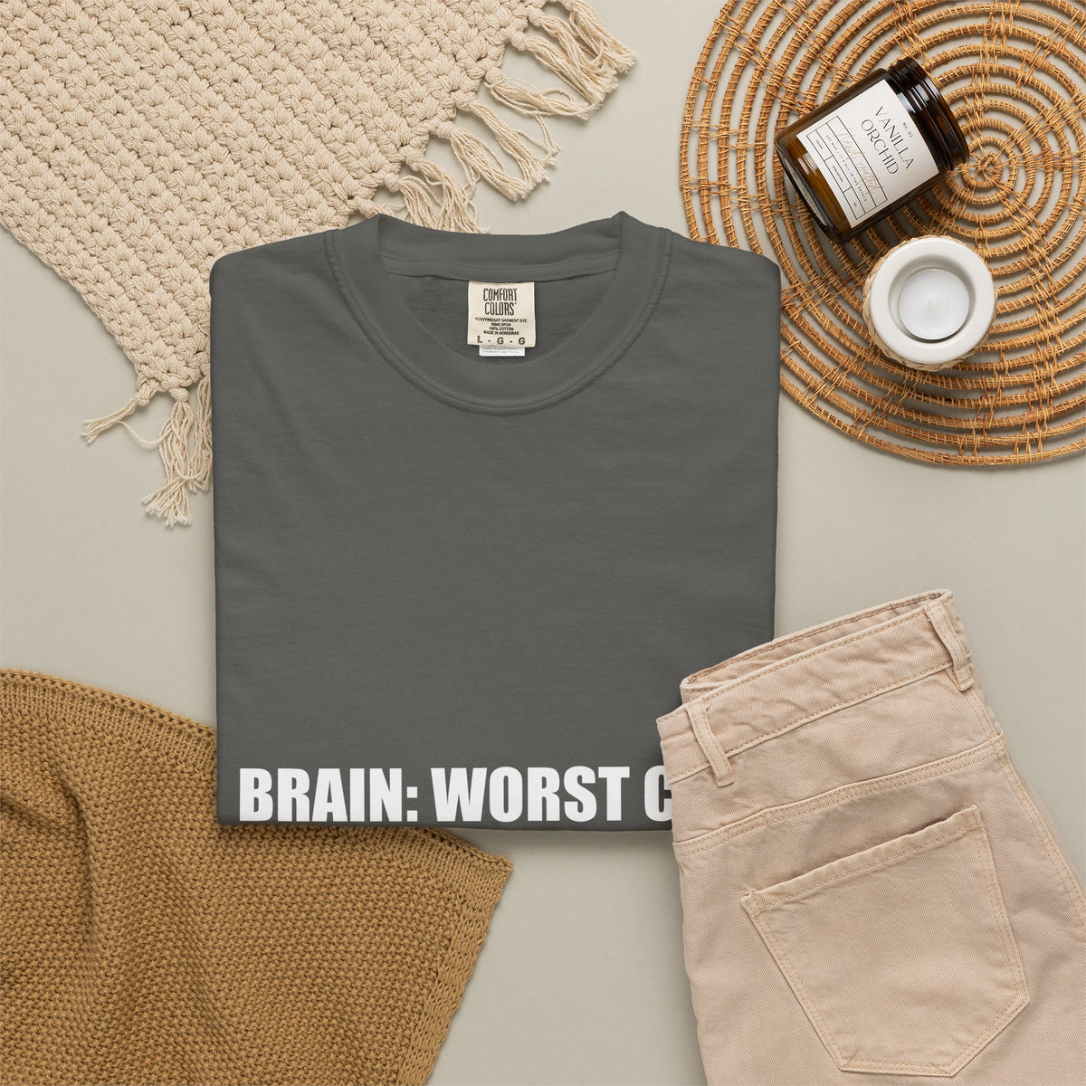 Anxiety Humor Tee | Brain vs Reality Contrast Typography