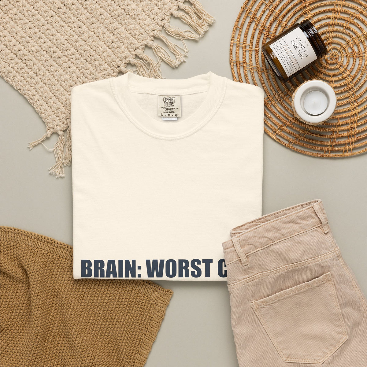 Anxiety Humor Tee | Brain vs Reality Contrast Typography